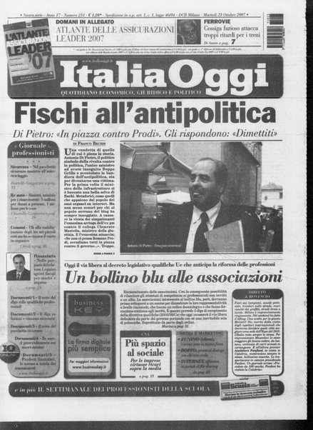 Italia oggi : quotidiano di economia finanza e politica